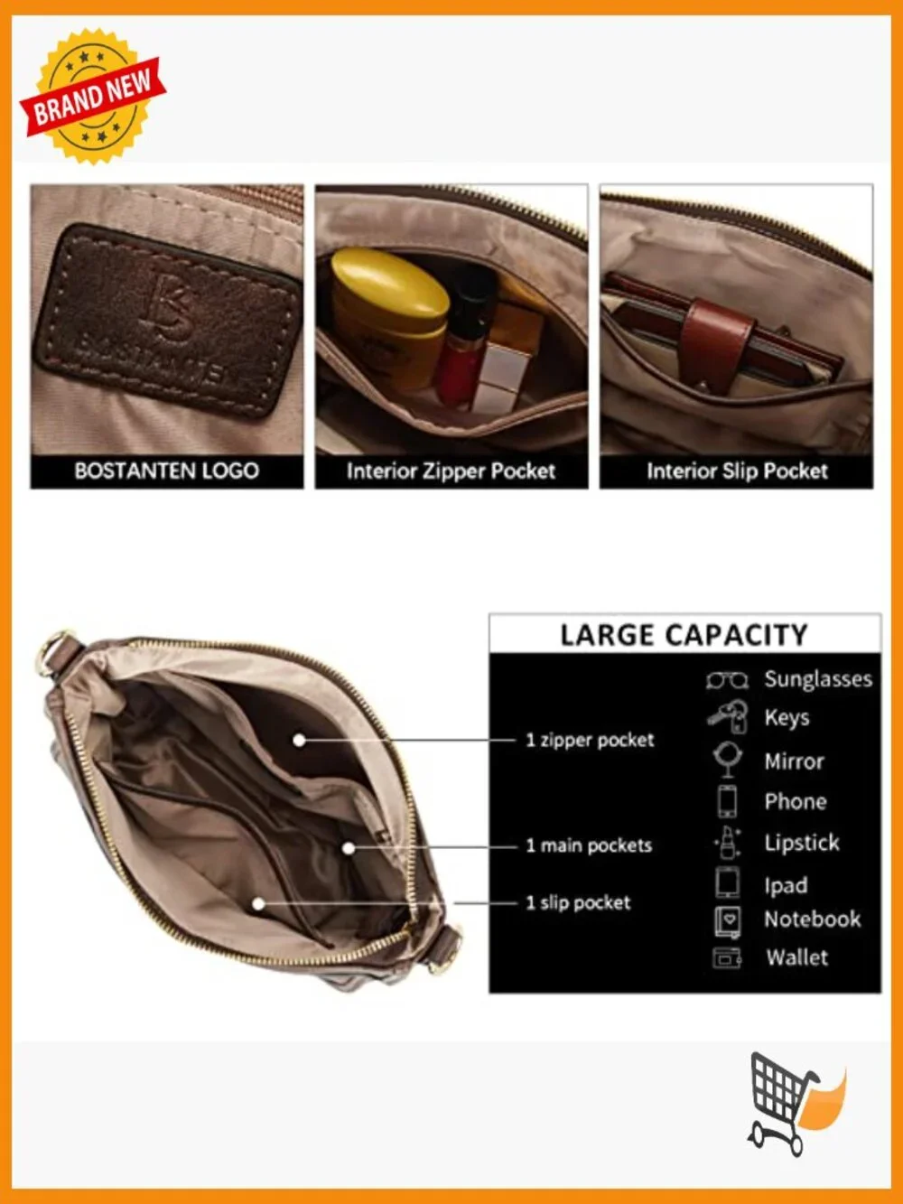 Vegan Leather Hobo Crossbody Purse with Wide Strap